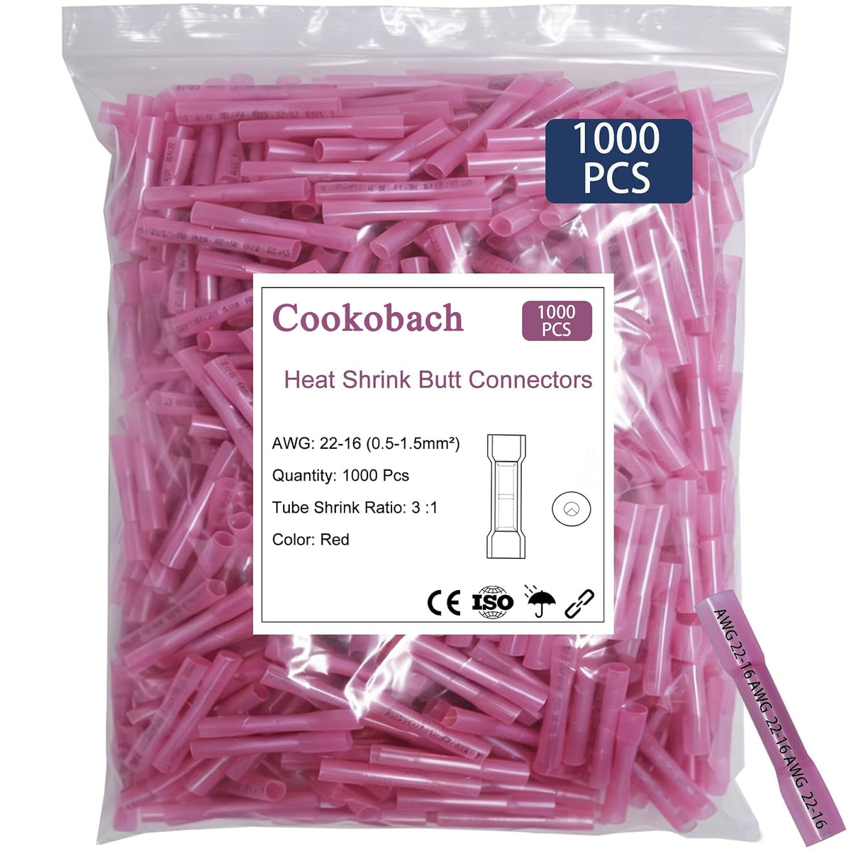 1500 PIÈCES Connecteurs thermorétractables en ligne, 12-10 AWG, 16-14 AWG, 22-16 AWG, Étanche, Isolés, Sertissage pour raccord de fils, pour Marine, Câble, Câblage, Connexion rapide, Protection scellée complète